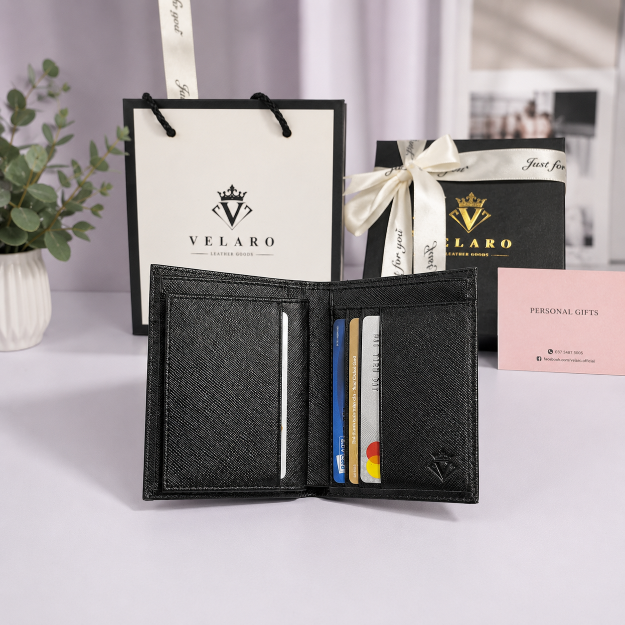 Ví Đứng VELARO Monarch Saffiano - Ảnh 2